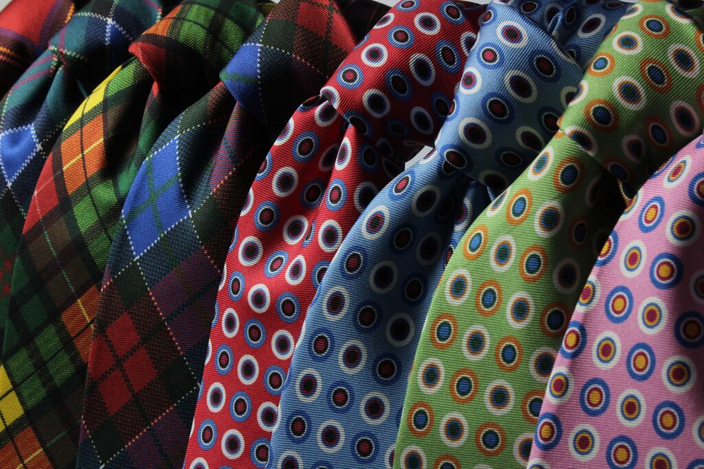 Colorful neckties in a row